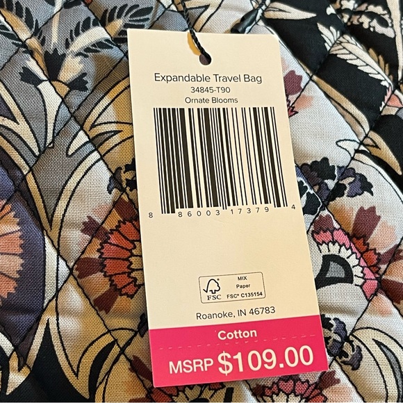 Vera Bradley Ornate Blooms Expandable Travel Tote Bag New NWT - Picture 3 of 16